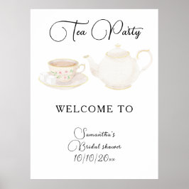 Tea Party Bröllopsdusch Välkommen Poster