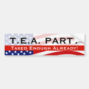 Tea Party Bumper Sticker - Beskattas redan nu! Bildekal