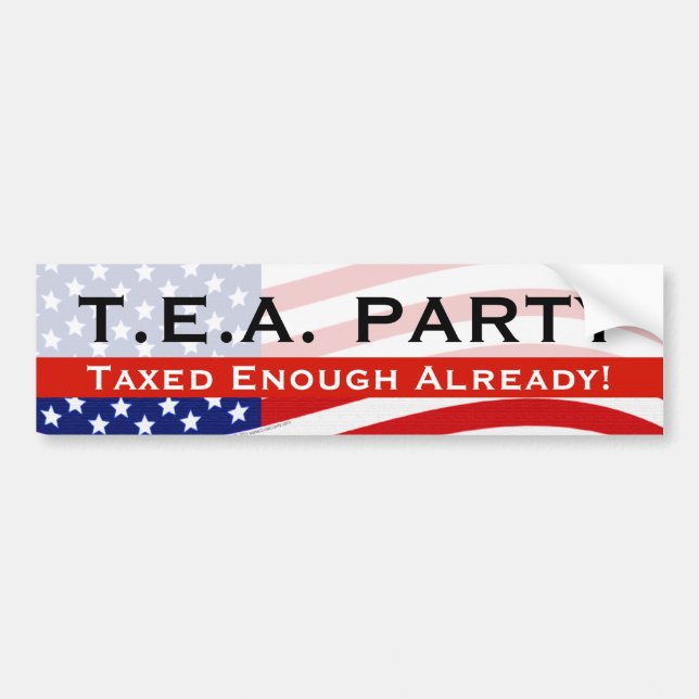 Tea Party Bumper Sticker - Beskattas redan nu! Bildekal (Framsidan)