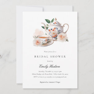 Tea Party Elegant Bröllopsdusch Inbjudningar