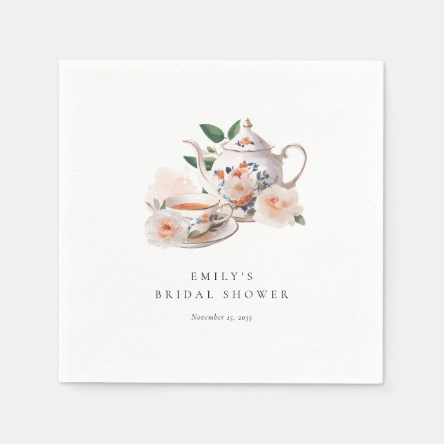 Tea Party Elegant Bröllopsdusch Pappersservett (Framsidan)