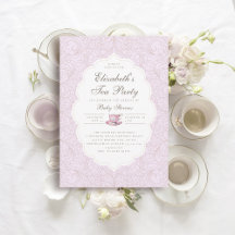 Tea Party Elegant Snöre Lila Girl Baby Shower