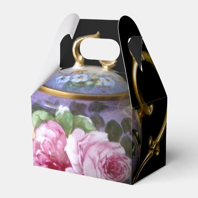 TEA PARTY FAVOR BOX (GABLE BOX STIL) PRESENTASKAR (Framsidan Sidan)