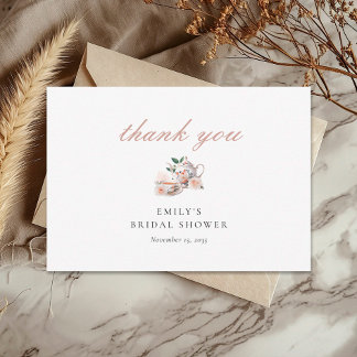Tea Party Floral Bridal Shower Thank You Card Tack Kort
