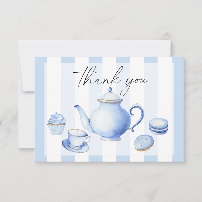 Tea Party Flowers baby shower tack  Kort (Framsida)