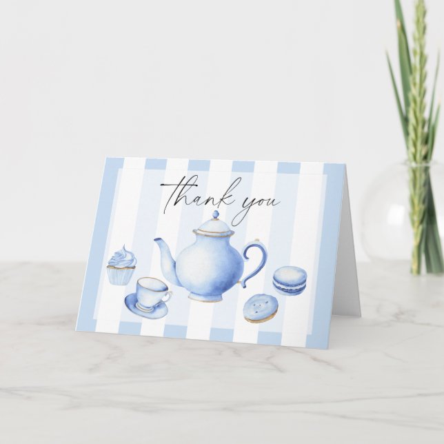 Tea Party Flowers baby shower tack  Kort (Framsida)