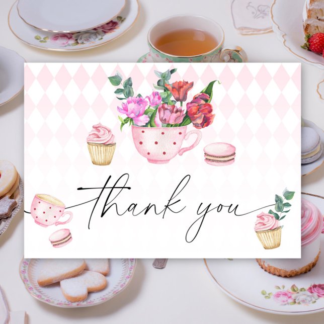 Tea Party Flowers babyshower tackkort Tack Kort (Skapare uppladdad)