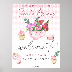 Tea Party Flowers Välkomstflickdusch party Poster
