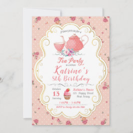 Tea Party födelsedag. Bebisduschen Tea Party Inbjudningar