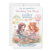 Tea Party Födelsedagsfest inbjudan
