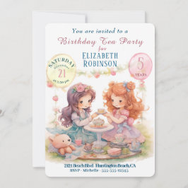 Tea Party Födelsedagsfest inbjudan