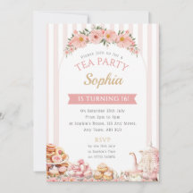 Tea Party Födelsedagsfest inbjudan Aeftermiddag Te