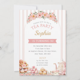 Tea Party Födelsedagsfest inbjudan Aeftermiddag Te