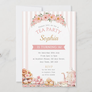 Tea Party Födelsedagsfest inbjudan Aeftermiddag Te