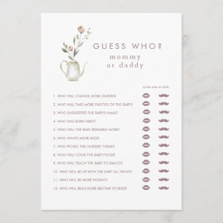 Tea Party Gissa Vem Baby Shower-spel Inbjudningar