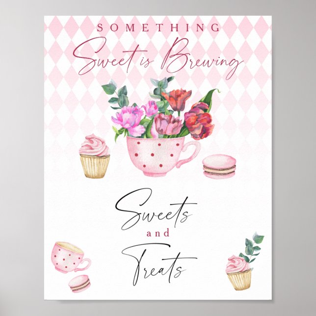 Tea Party - godis och godsaker baby shower Poster (Framsidan)