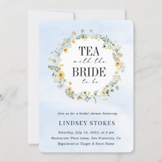 Tea Party Gult WildblommBlue Möhippa Inbjudningar