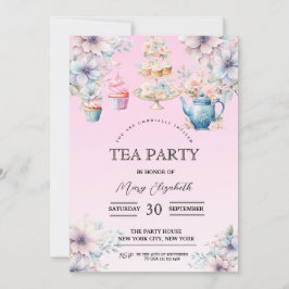 Tea Party-inbjudan, Födelsedagsfest inbjudan
