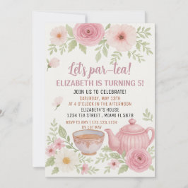Tea Party-inbjudan med Blommigt och Tekopp Design Inbjudningar