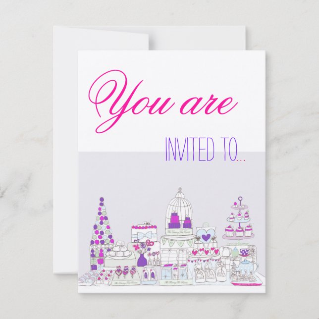 Tea Party Inbjudningar (Framsida)