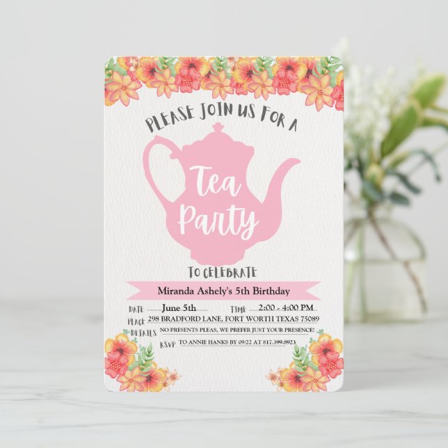 Tea Party-inbjudningar för flickor (Stående Fram)