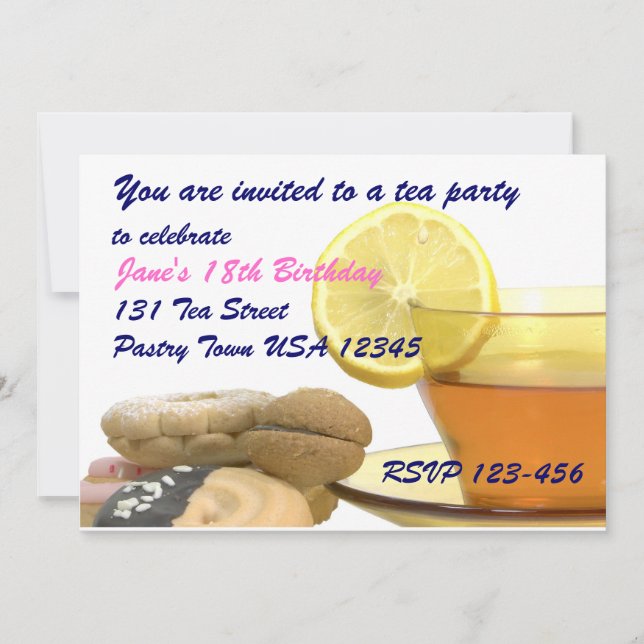 Tea Party-inbjudningsmall Inbjudningar (Framsida)