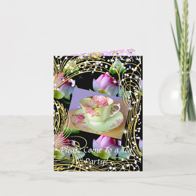 TEA PARTY INVITATION - TEA KOPP OCH FLÖDEN INBJUDAN (Framsida)