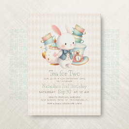 Tea Party, kanin Wonderland 2:a födelsedagen Inbjudningar