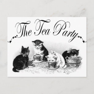 Tea Party Kittens Inbjudan Vykort