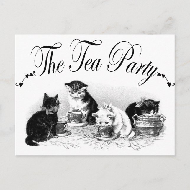 Tea Party Kittens Inbjudan Vykort (Framsida)