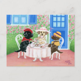 Tea Party Labradors Vykort
