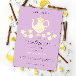 Tea Party Lavender Lemon Boho Snöre Möhippa Inbjudningar