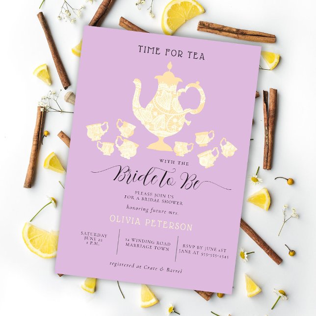 Tea Party Lavender Lemon Boho Snöre Möhippa Inbjudningar (Skapare uppladdad)