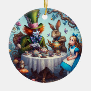 Tea Party med Hatter-dekoratet Julgransprydnad Keramik