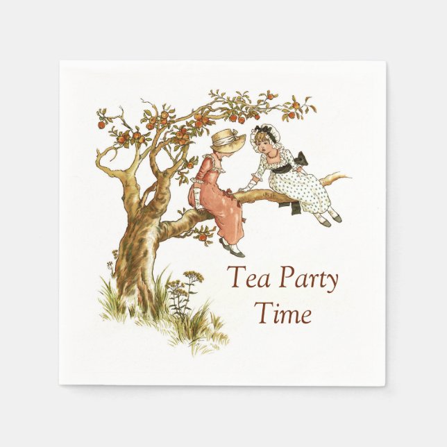 Tea Party med Kate Greenaway-illustration Pappersservett (Framsidan)
