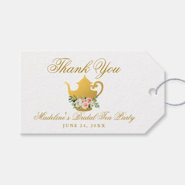 Tea Party Möhippa Guld Tack Presentetikett (Framsidan (Horisontell))