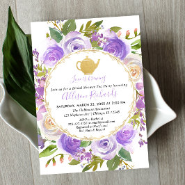 Tea party möhippa lila lavender lilac inbjudningar
