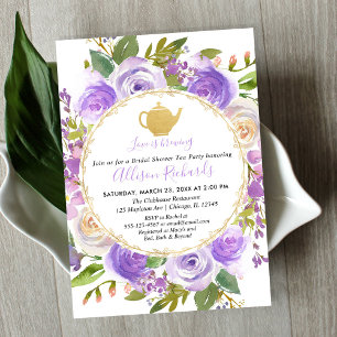Tea party möhippa lila lavender lilac inbjudningar