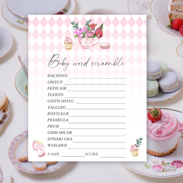 Tea party - Ord-skammusslor för babyduschspel (Skapare uppladdad)
