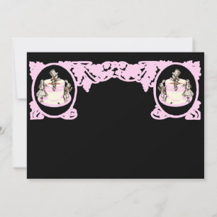 Tea Party Original Vintage Ram i Baby Rosa Inbjudningar