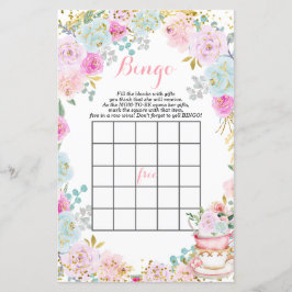 Tea Party Pastel blomdusch Bingo