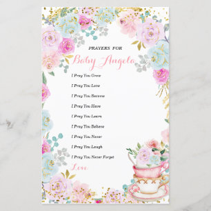 Tea Party Pastel Blommigt Prayers for Baby