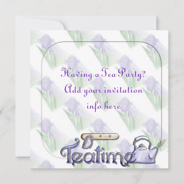 Tea Party Pension eller Födelsedagsfest inbjudan (Framsida)