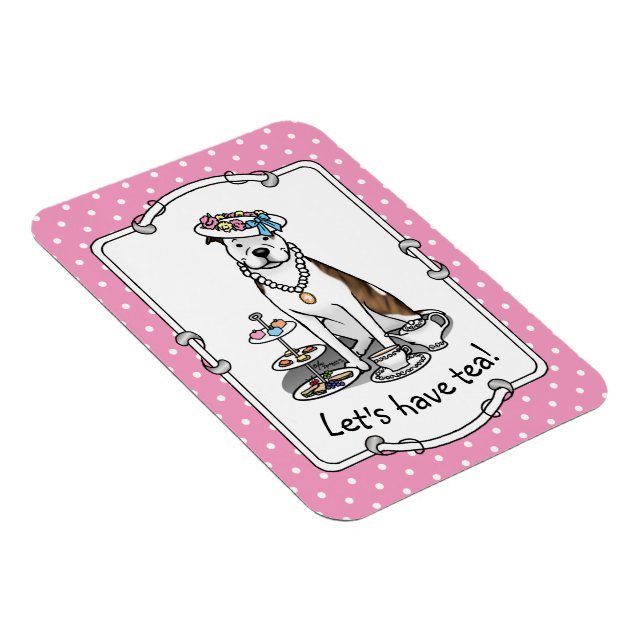 Tea Party Pit Bull (lt brindle white 3), söt hund Magnet (Högersidan)
