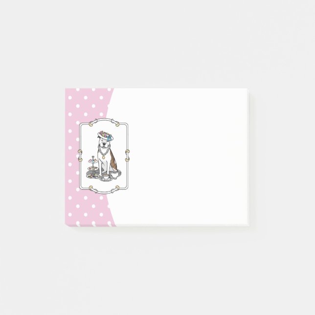 Tea Party Pit Bull (lt brindle white 3), söt hund Post-it Block (Framsida)