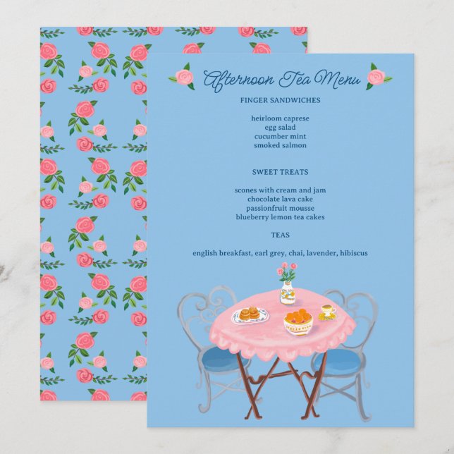 Tea Party Ro Cute ANPASSNINGSBAR Meny (Fram/baksida)