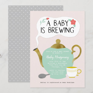 Tea Party Rosa Babyskuss Baby brinner Inbjudningar