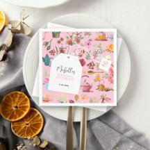 Tea Party Rosa Blommig Trädgård Bröllopsdusch