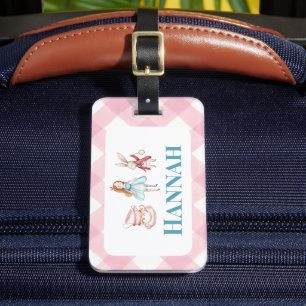 Tea Party Rosa Gingham Girls School Bag Märkre Bagagebricka