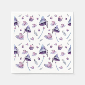 Tea party rosa och blå vattenfärg pappersservett
